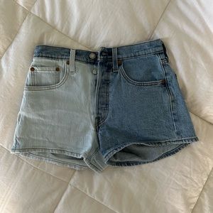 Levi’s 501 color block shorts. W24